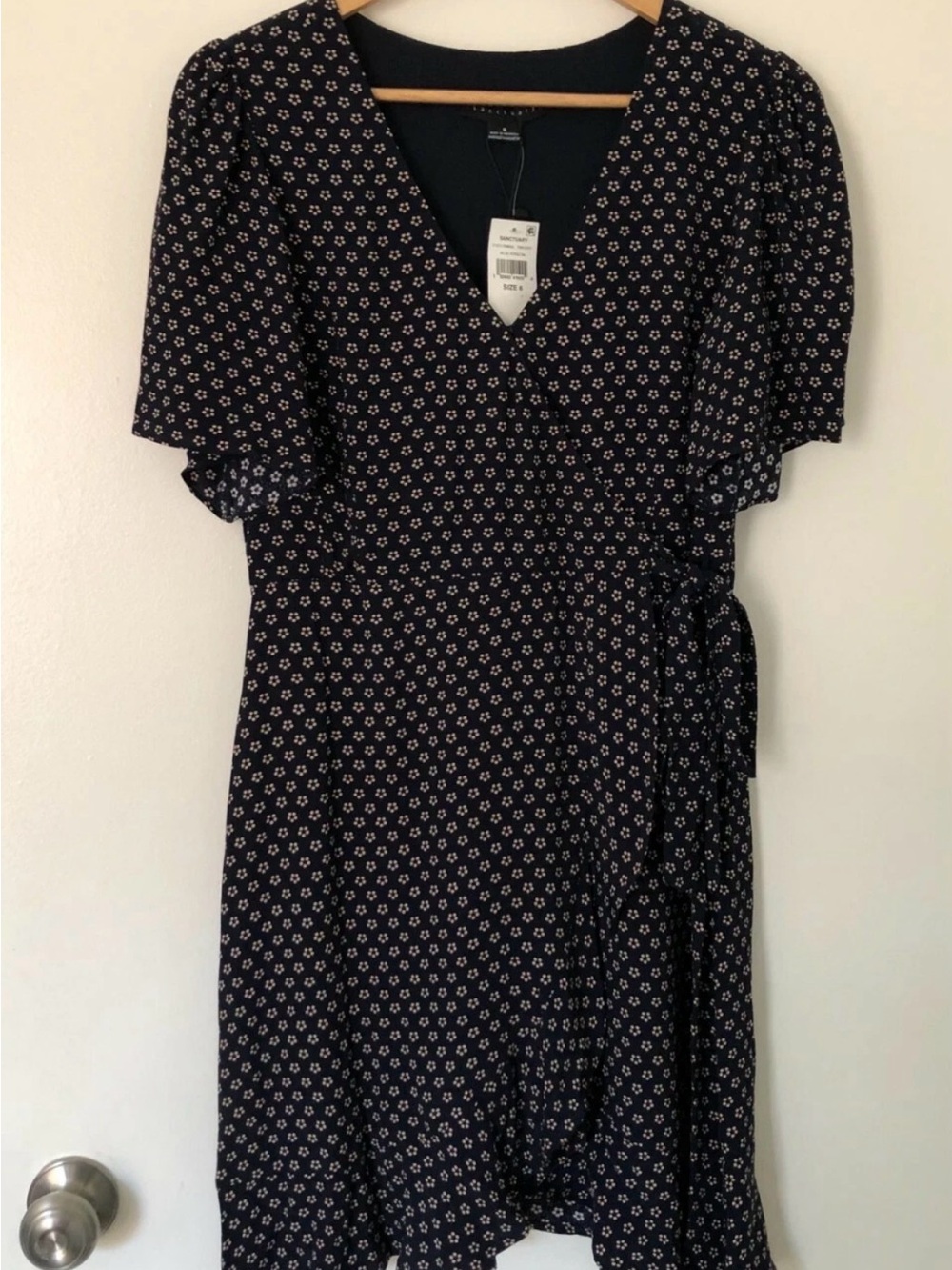 Sanctuary Navy Wrap Dress with White Floral Print